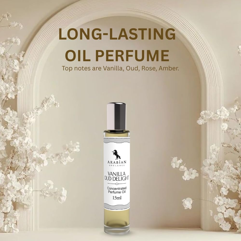 Arabian Opulence – FR81 Vanilla OUD Delight Perfume Oil Roll-On 15 ml | Unisex | Alcohol-Free Attar | Warm & Long-Lasting
