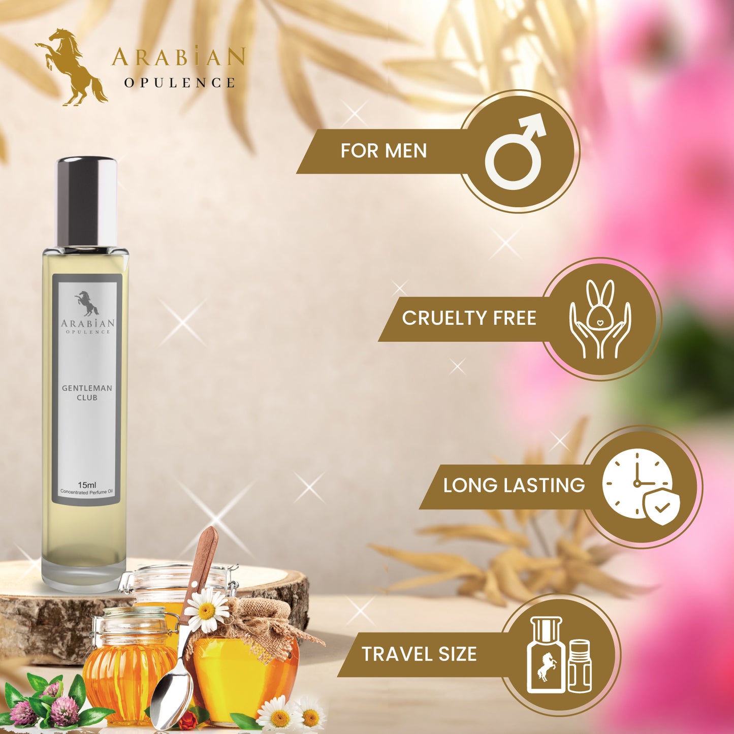 FR129 GENTLEMAN CLUB - A Woody Aromatic Perfume Body Oil For Men  | Long-Lasting Alcohol-Free Fragrance