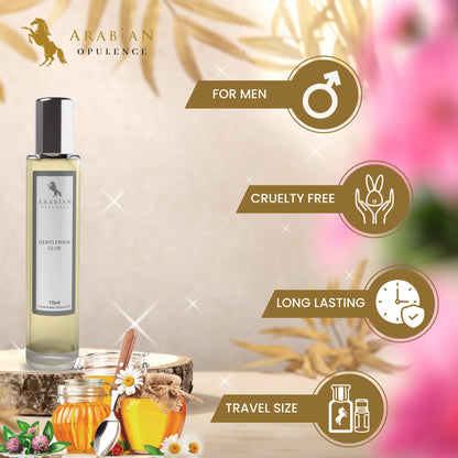 FR129 GENTLEMAN CLUB - A Woody Aromatic Perfume Body Oil For Men  | Long-Lasting Alcohol-Free Fragrance