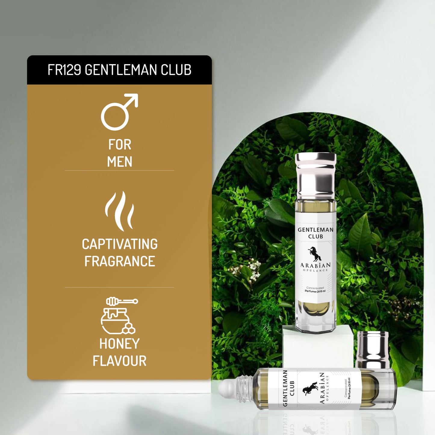 FR129 GENTLEMAN CLUB - A Woody Aromatic Perfume Body Oil For Men  | Long-Lasting Alcohol-Free Fragrance