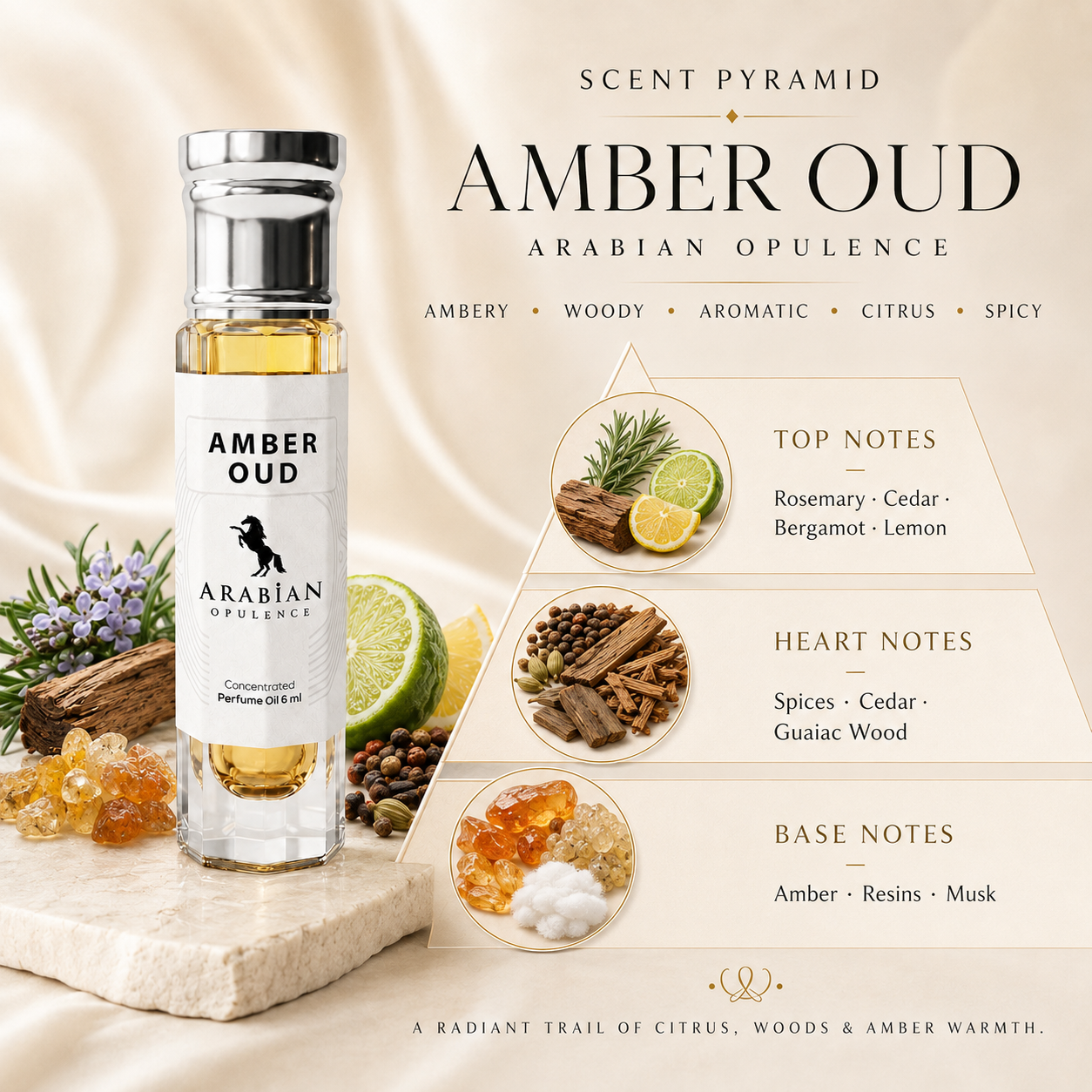 FR5 Amber Oud Perfume Body Oil | Alcohol-Free | 15ml