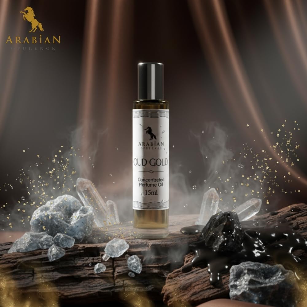 Arabian Opulence – FR105 Oud Gold Perfume Oil Roll-On 15 ml | Unisex | Alcohol-Free Attar | Deep, Woody, Long-Lasting
