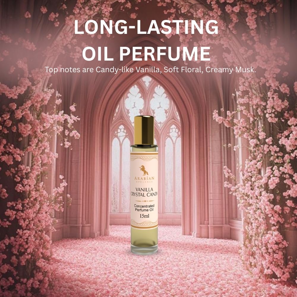 Arabian Opulence – FR108 Vanilla Crystal Candy Perfume Oil Roll-On 15 ml | For Women | Alcohol-Free Attar | Sweet & Long-Lasting