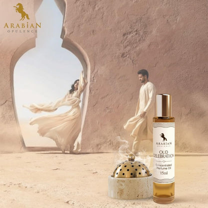 Arabian Opulence – FR117 Oud Celebration Perfume Oil Roll-On 15 ml | Unisex | Alcohol-Free Attar | Bold & Long-Lasting