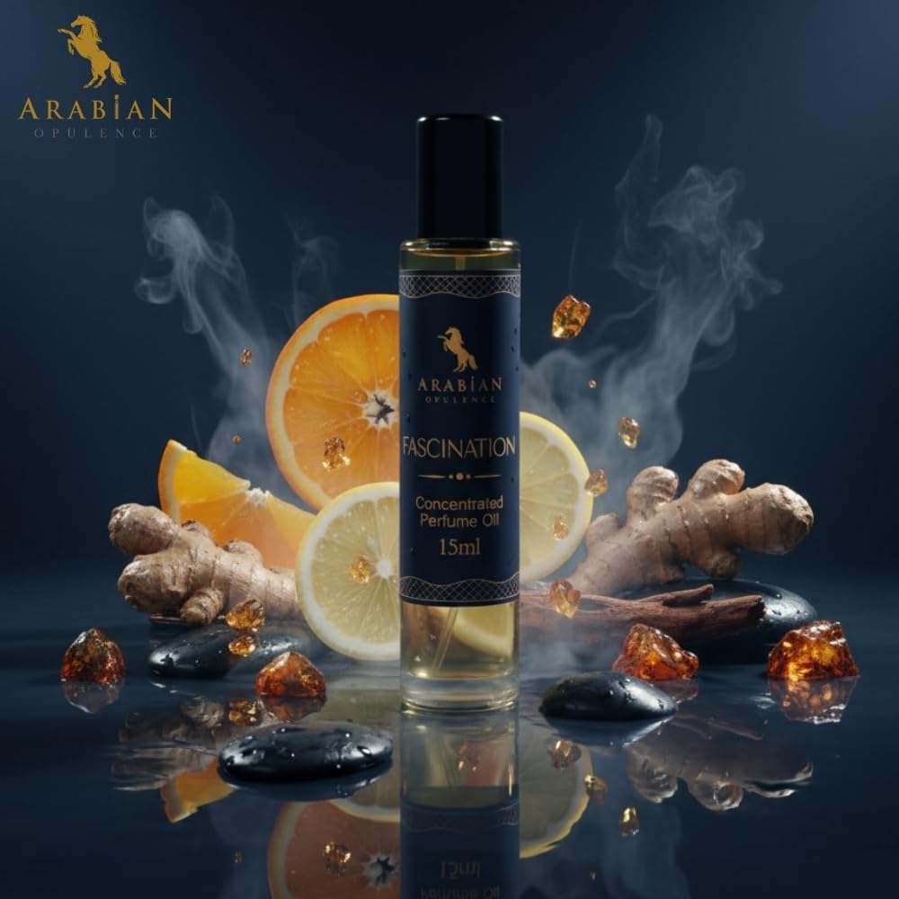 Arabian Opulence – FR122 Fascination Perfume Oil Roll-On 15 ml | For Men | Alcohol-Free Attar | Fresh & Long-Lasting
