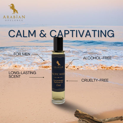 Arabian Opulence – FR126 Pacific Wood Perfume Oil Roll-On 15 ml | For Men | Alcohol-Free Attar | Woody & Long-Lasting