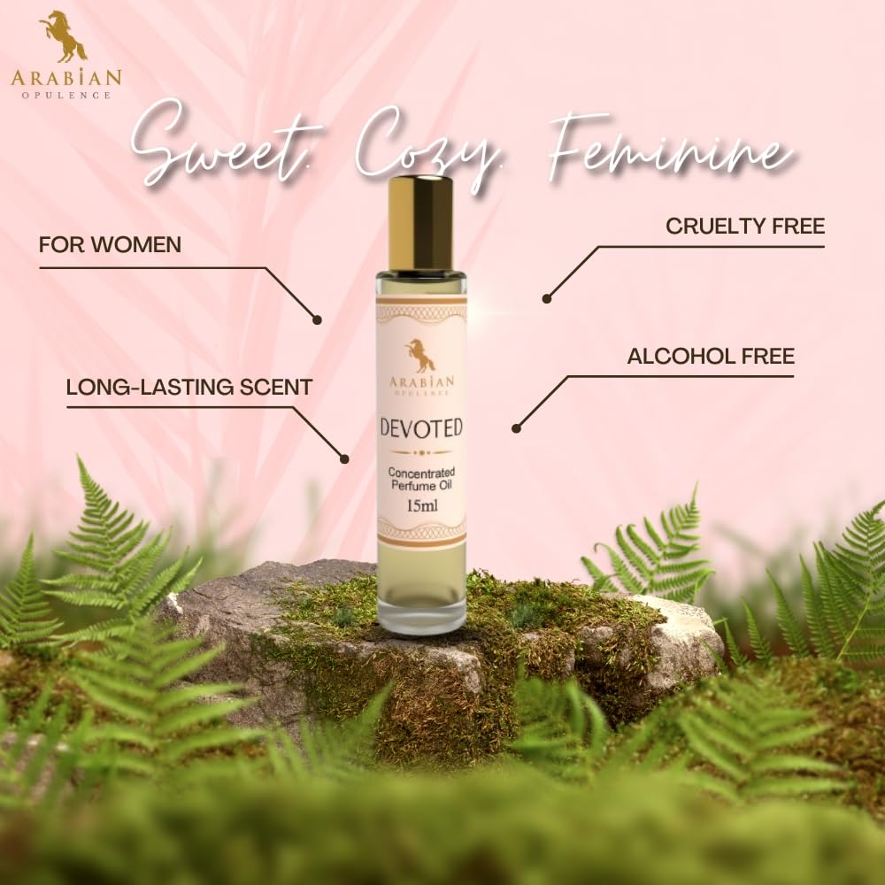 Arabian Opulence – FR60 Devoted Perfume Oil Roll-On 15 ml | For Women | Alcohol-Free Attar | Long-Lasting, Gift-Ready