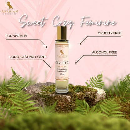 Arabian Opulence – FR60 Devoted Perfume Oil Roll-On 15 ml | For Women | Alcohol-Free Attar | Long-Lasting, Gift-Ready