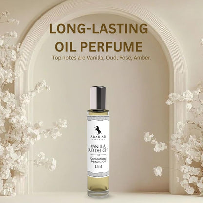 Arabian Opulence – FR81 Vanilla OUD Delight Perfume Oil Roll-On 15 ml | Unisex | Alcohol-Free Attar | Warm & Long-Lasting