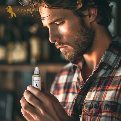 FR129 GENTLEMAN CLUB - A Woody Aromatic Perfume Body Oil For Men  | Long-Lasting Alcohol-Free Fragrance