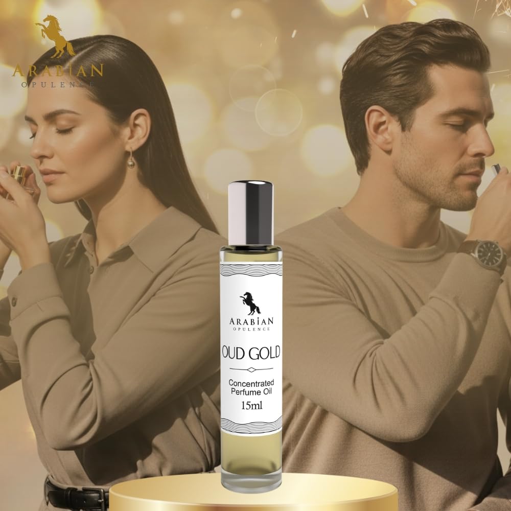 Arabian Opulence – FR105 Oud Gold Perfume Oil Roll-On 15 ml | Unisex | Alcohol-Free Attar | Deep, Woody, Long-Lasting